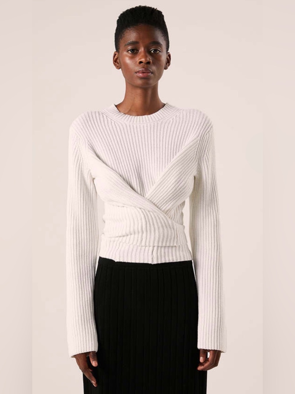 Proenza Schouler White Label Cotton Cashmere White Wrap Minimalist Sweater Small
